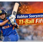Current image: Discover how 15-year-old Vaibhav Sooryavanshi smashed the fastest half-century in List A cricket history — an 11-ball fifty that powered India A to victory in the Tri-Nation A Series Final.