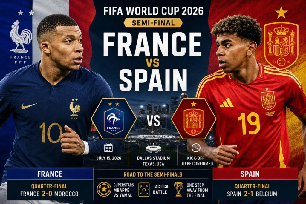 Current image: France vs Spain Prediction: FIFA World Cup 2026 Semi-Final Preview – Can Mbappé Stop Spain’s Golden Generation?