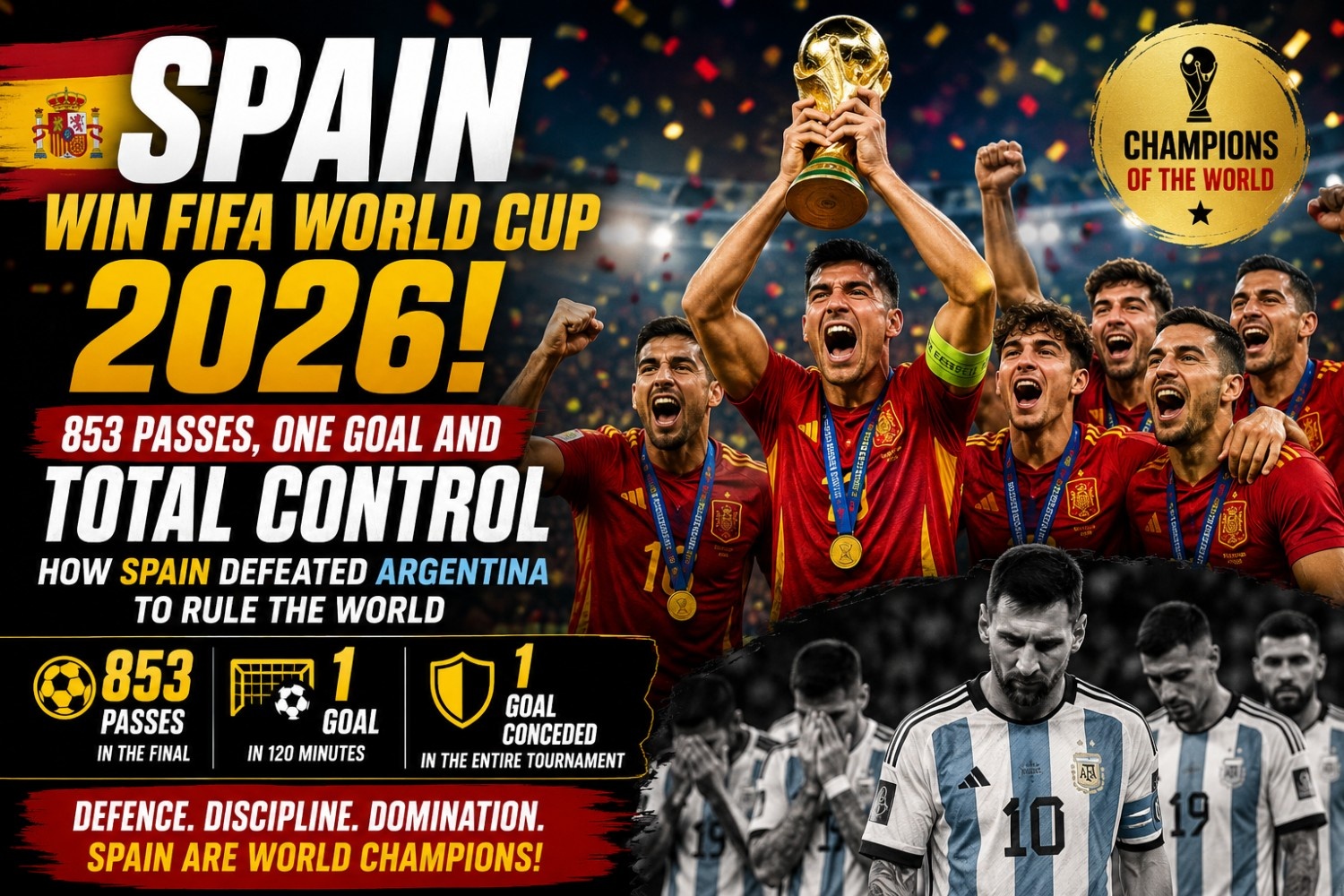 Spain Win FIFA World Cup 2026: How 853 Passes, Defensive Masterclass and Total Control Defeated Argentina