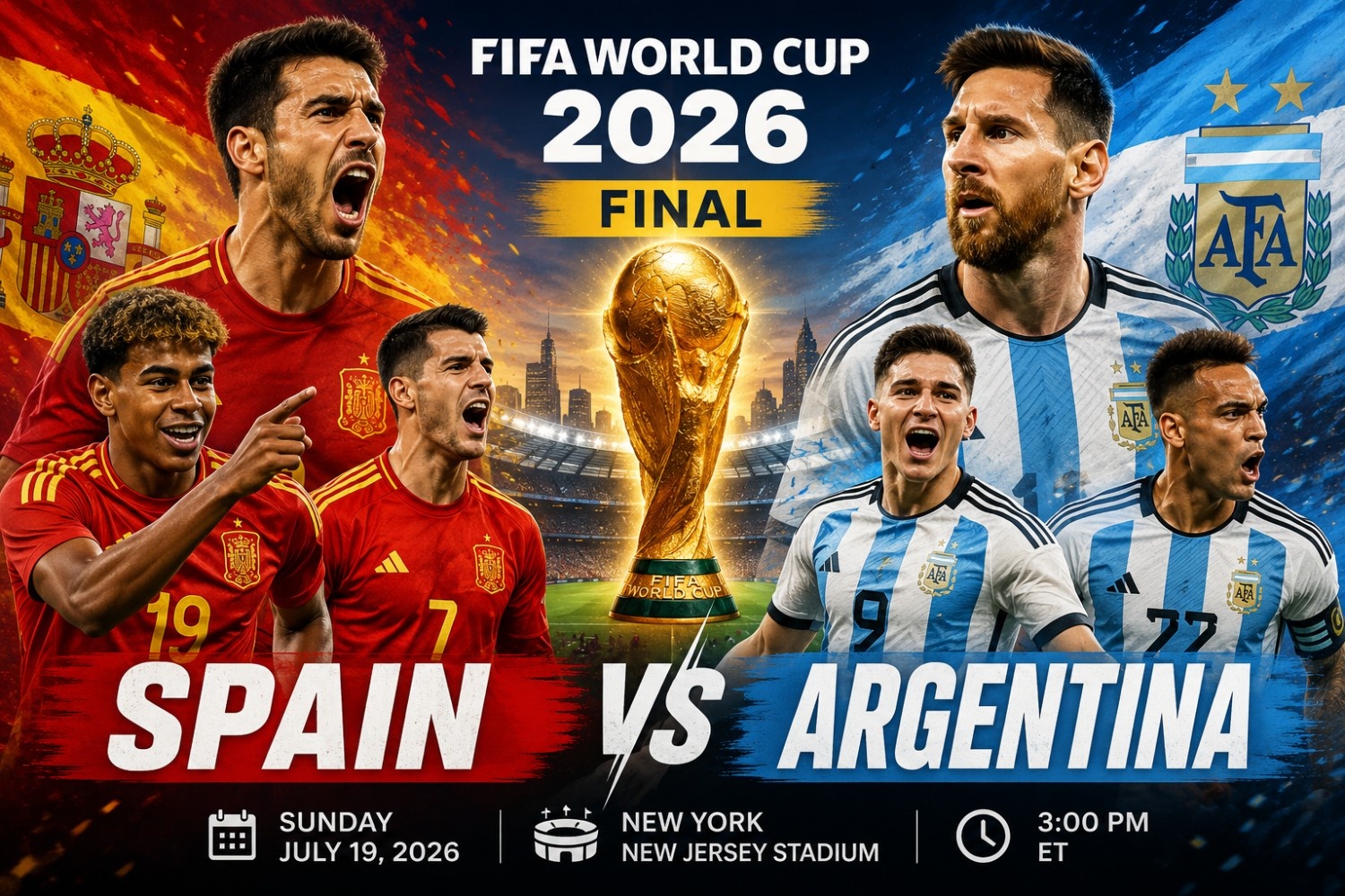 FIFA World Cup 2026 Final: Spain vs Argentina Preview, Team News, Head-to-Head, Prediction & Key Players