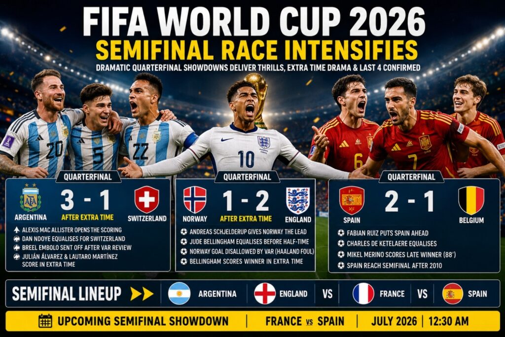 Current image: FIFA World Cup 2026 Semifinals: Argentina, England and Spain Advance After Thrilling Quarterfinals